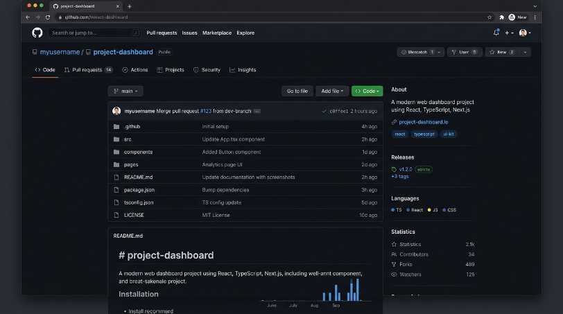 A Github Repository interface